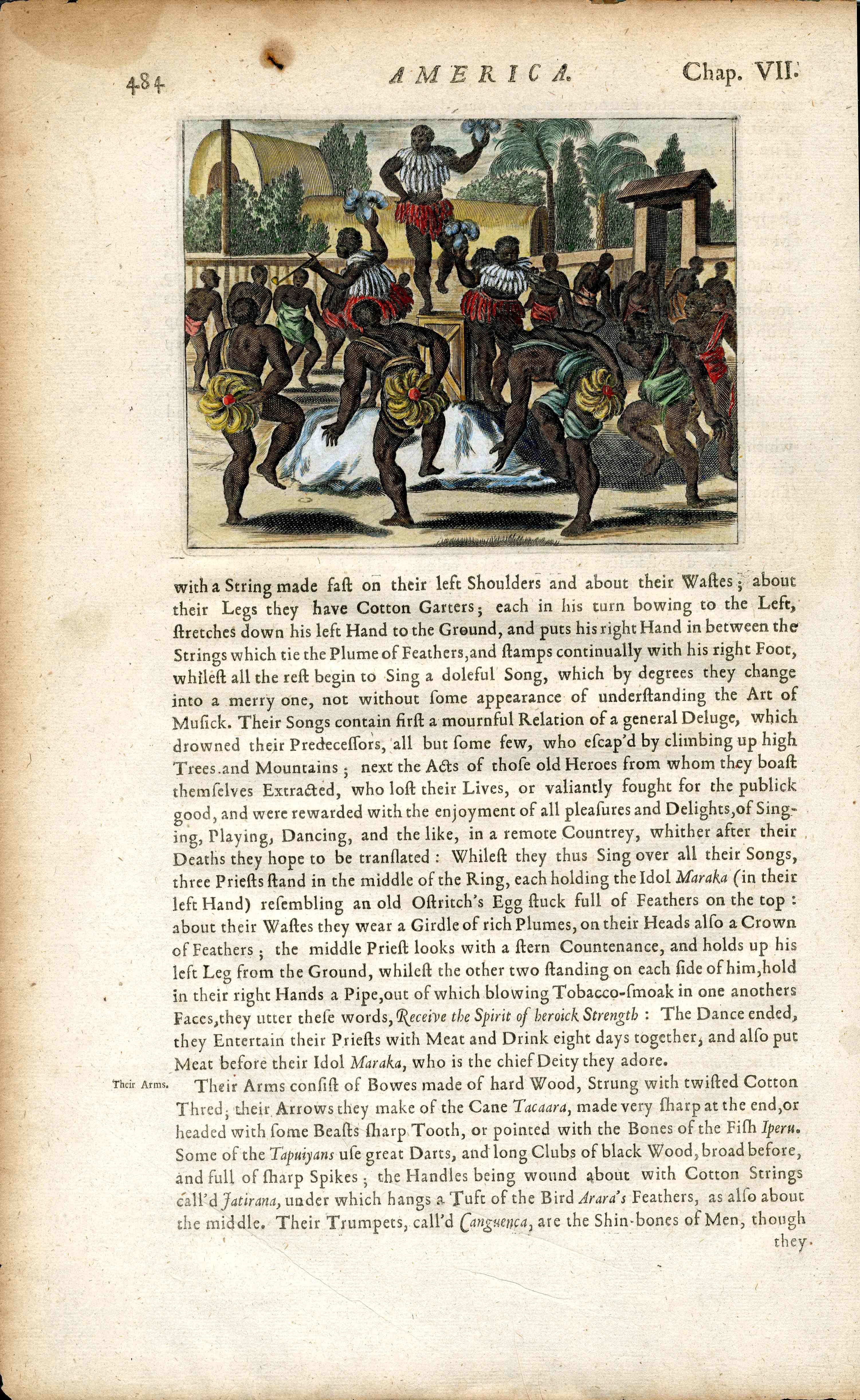 John Ogilby America 1671 Brazilian Tapuian Dance - Panteek Antique Prints