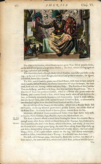 John Ogilby America 1671  Aztec Chief Wall of Skulls - Panteek Antique Prints