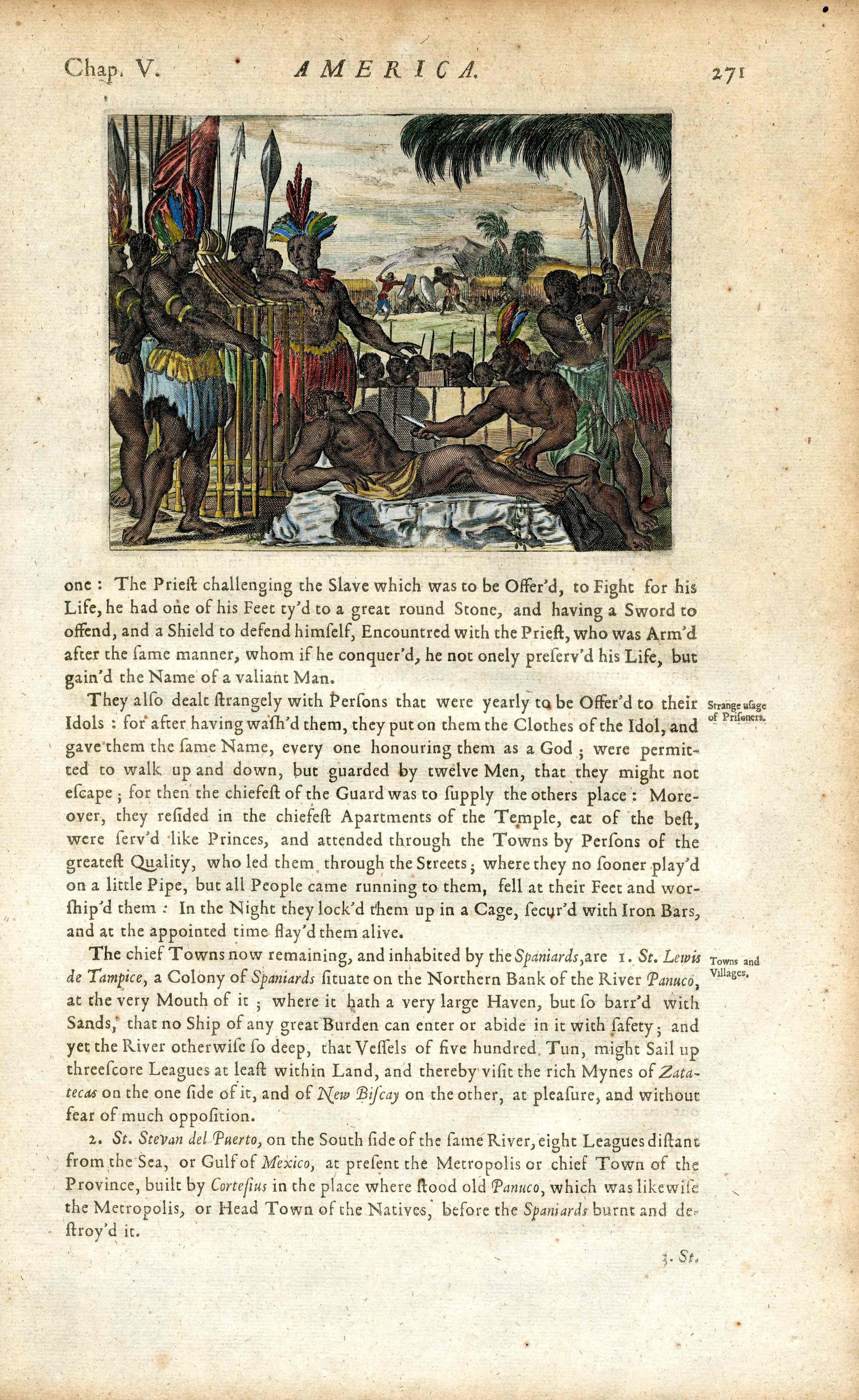 John Ogilby America 1671 Aztec Mexico Ritual Sacrifice