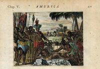 John Ogilby America 1671 Aztec Mexico Ritual Sacrifice - Panteek Antique Prints