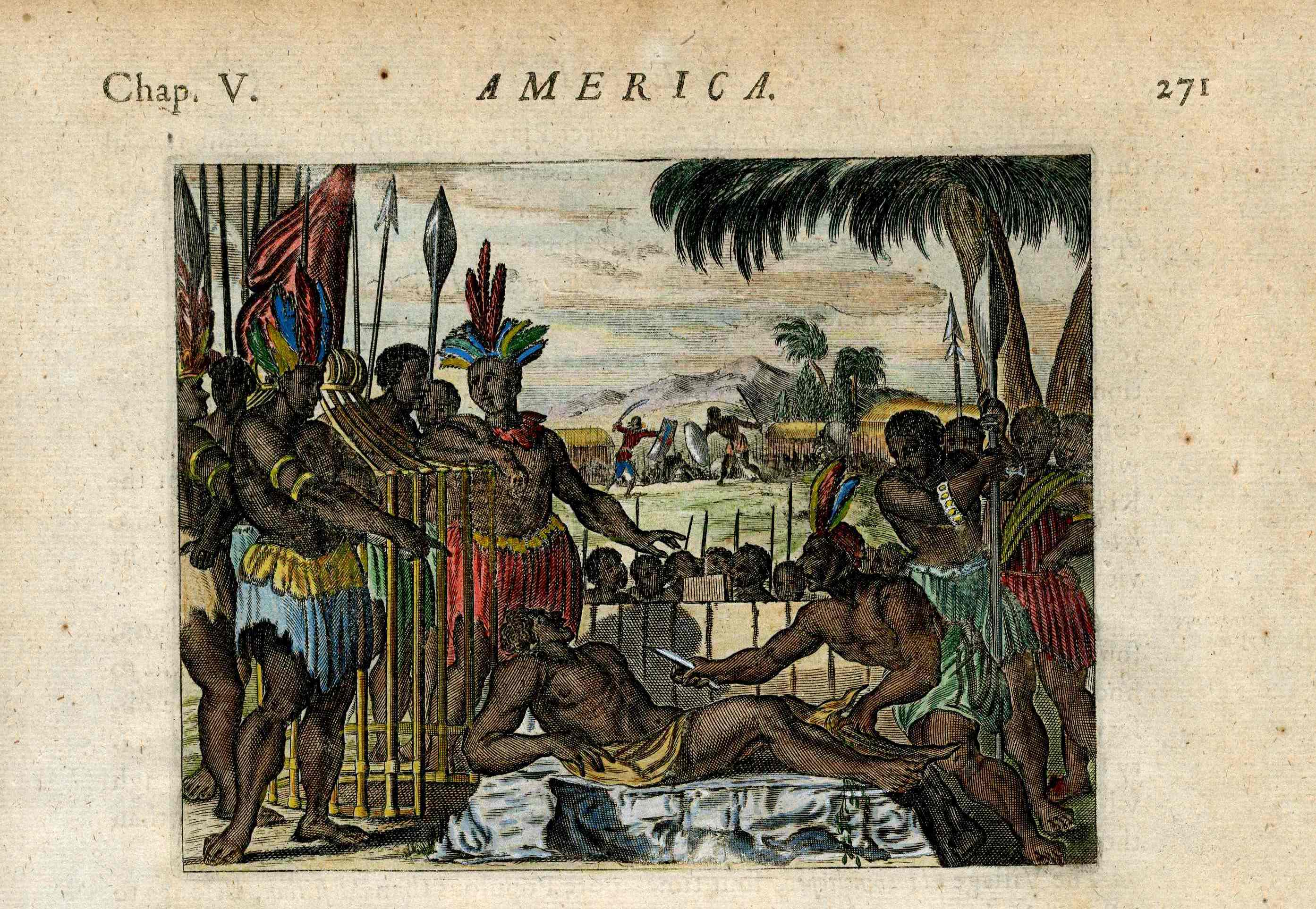 John Ogilby America 1671 Aztec Mexico Ritual Sacrifice