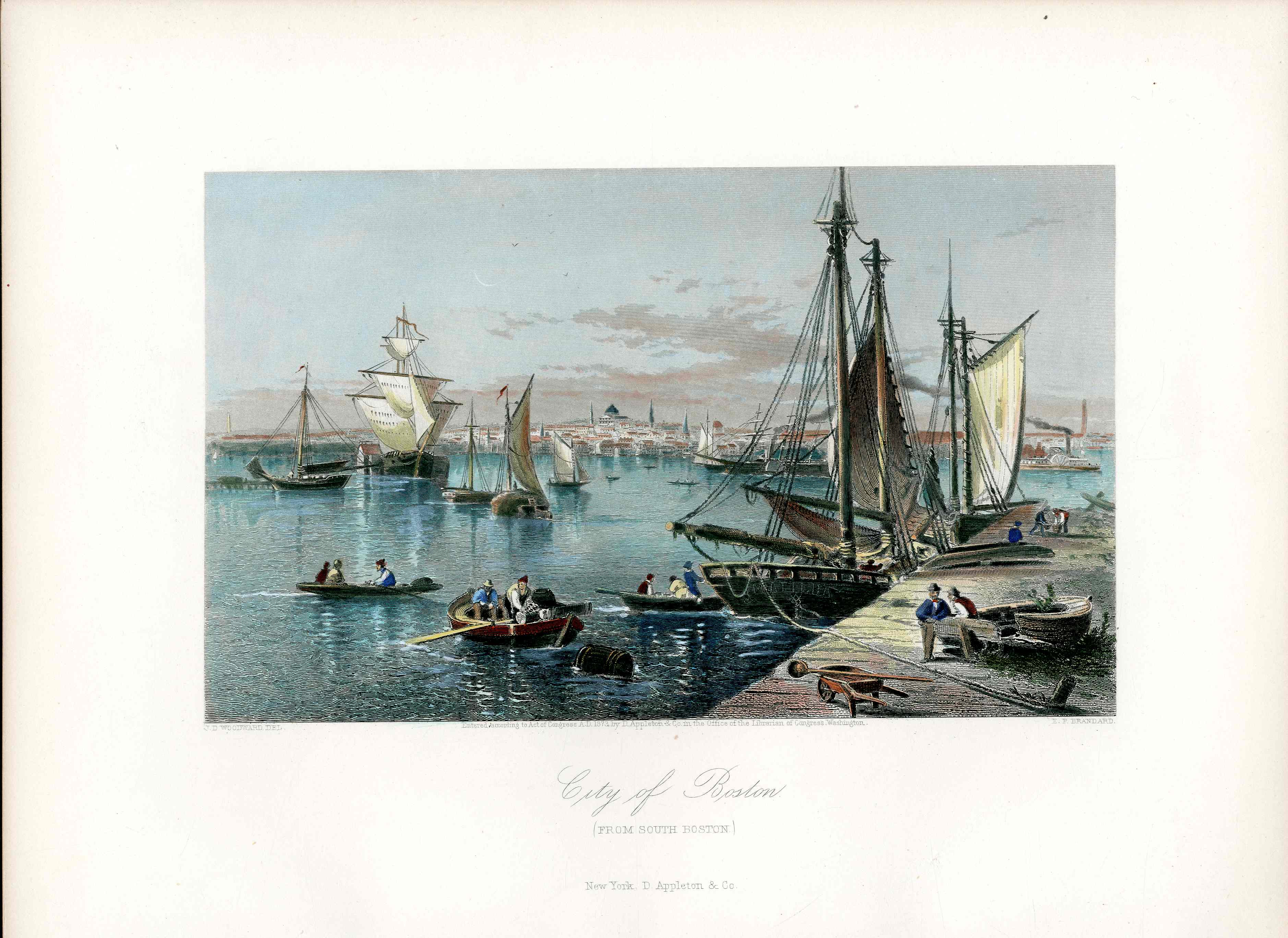 Picturesque American 1872 View City of Boston Original Print