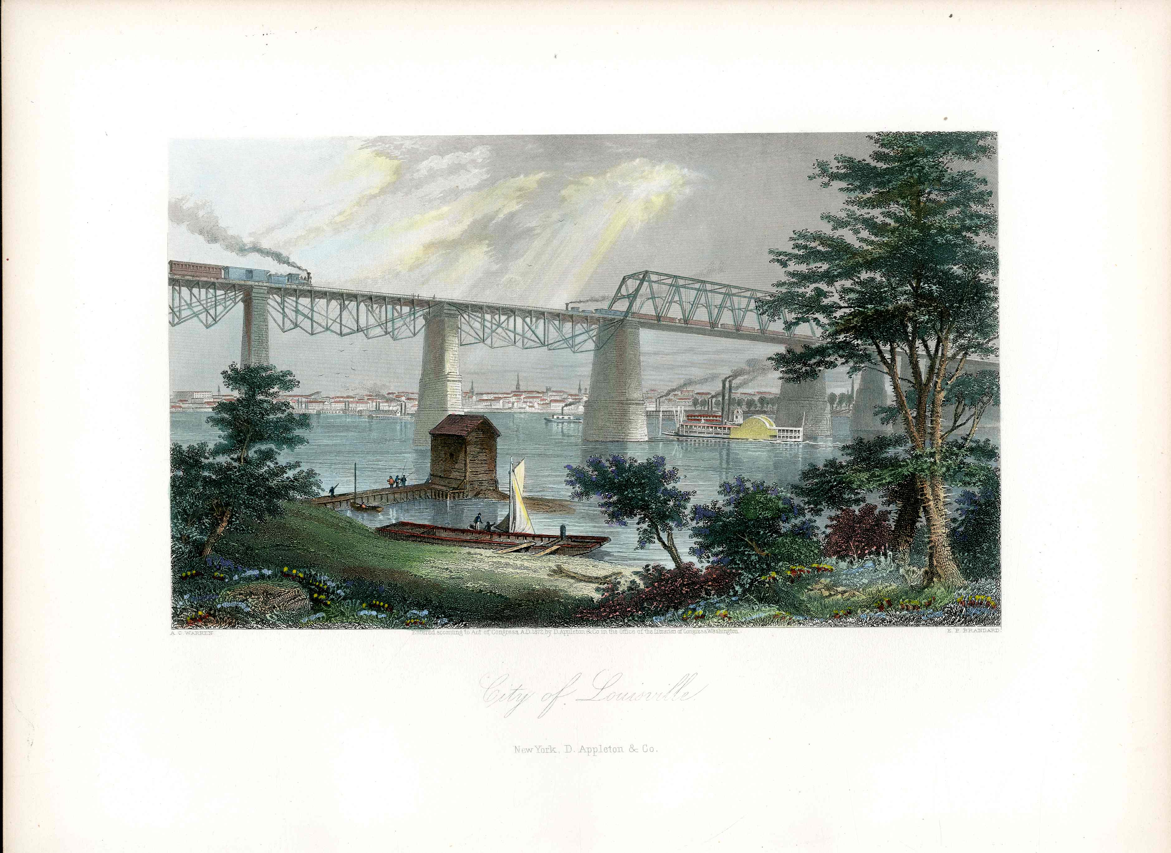 Picturesque American 1872 View City of Louisville Original Print