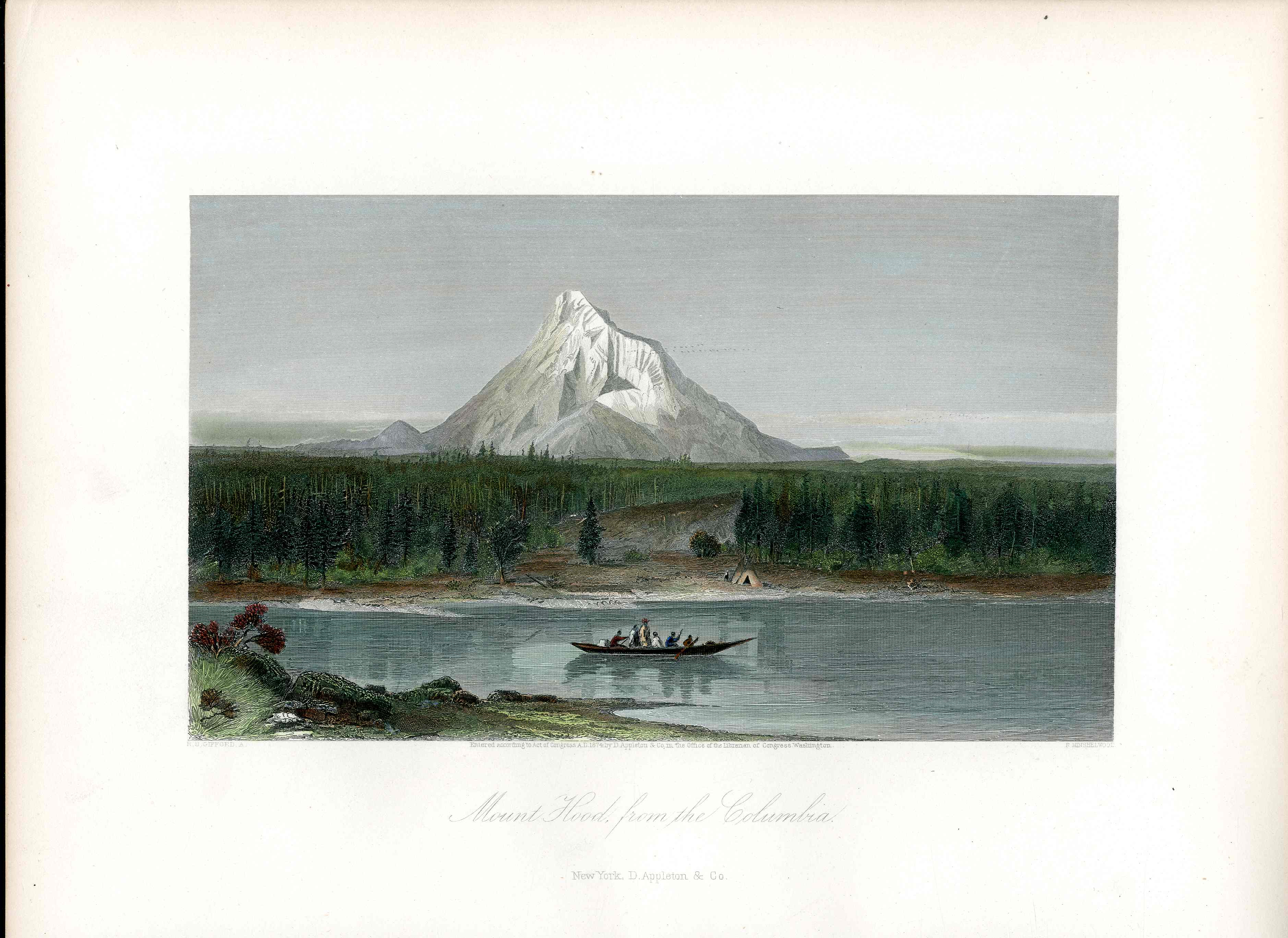 Picturesque American 1872 View Mount Hood Original Print