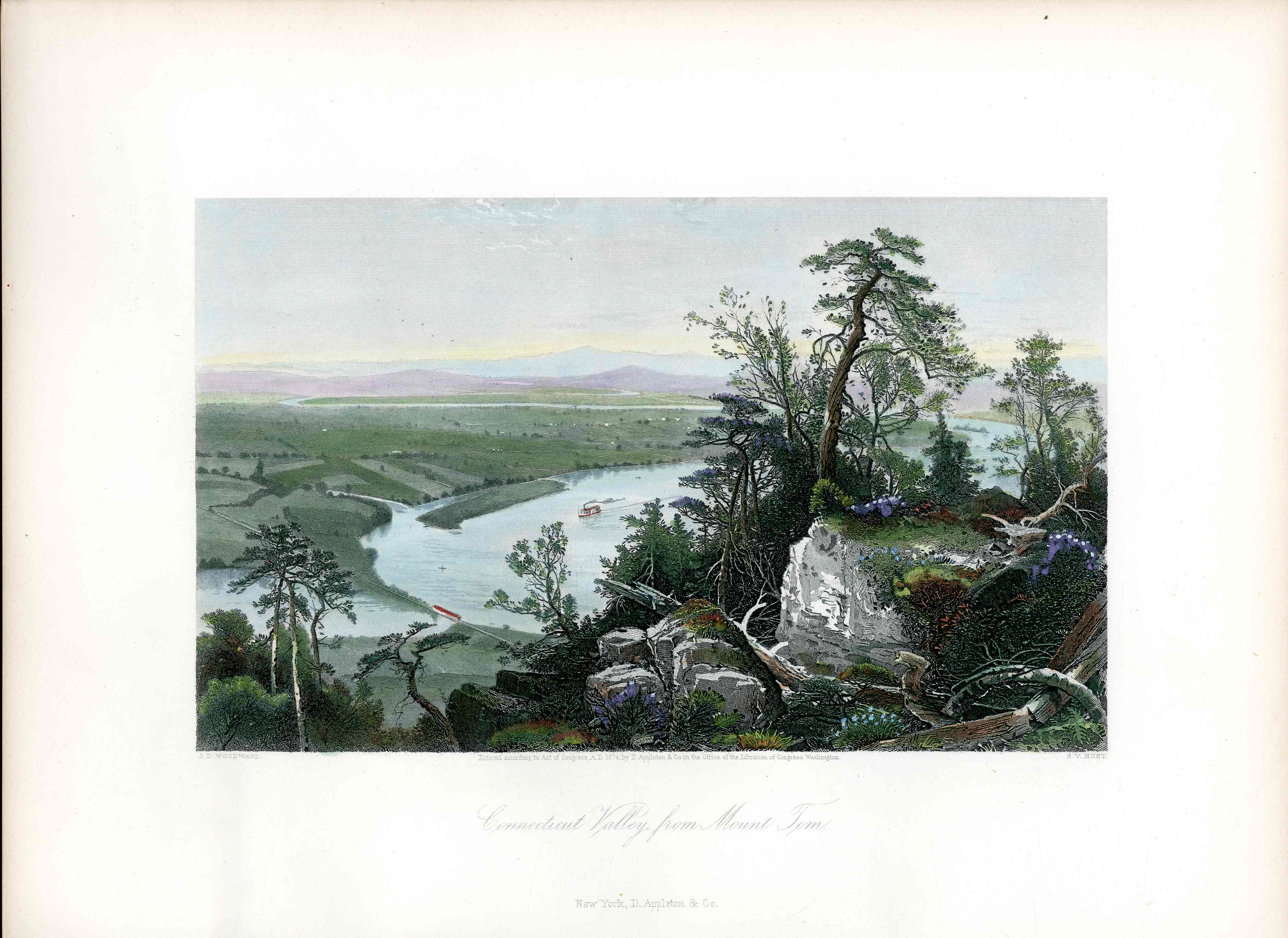 Picturesque American 1872 Connecticut Valley Mount Tom Original Print