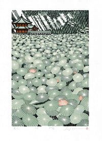 Rei (Ray) Morimura Lotus Pond Original Woodblock Print