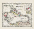 Antique Map Prints Colton Atlas Bermuda, West Indies