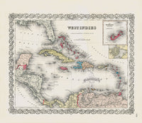 Antique Map Prints Colton Atlas Bermuda, West Indies