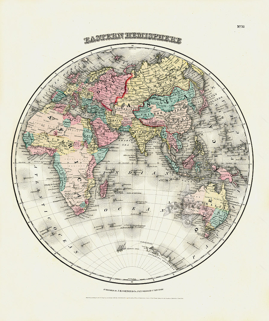 Antique Map Prints Colton Atlas Western Hemisphere