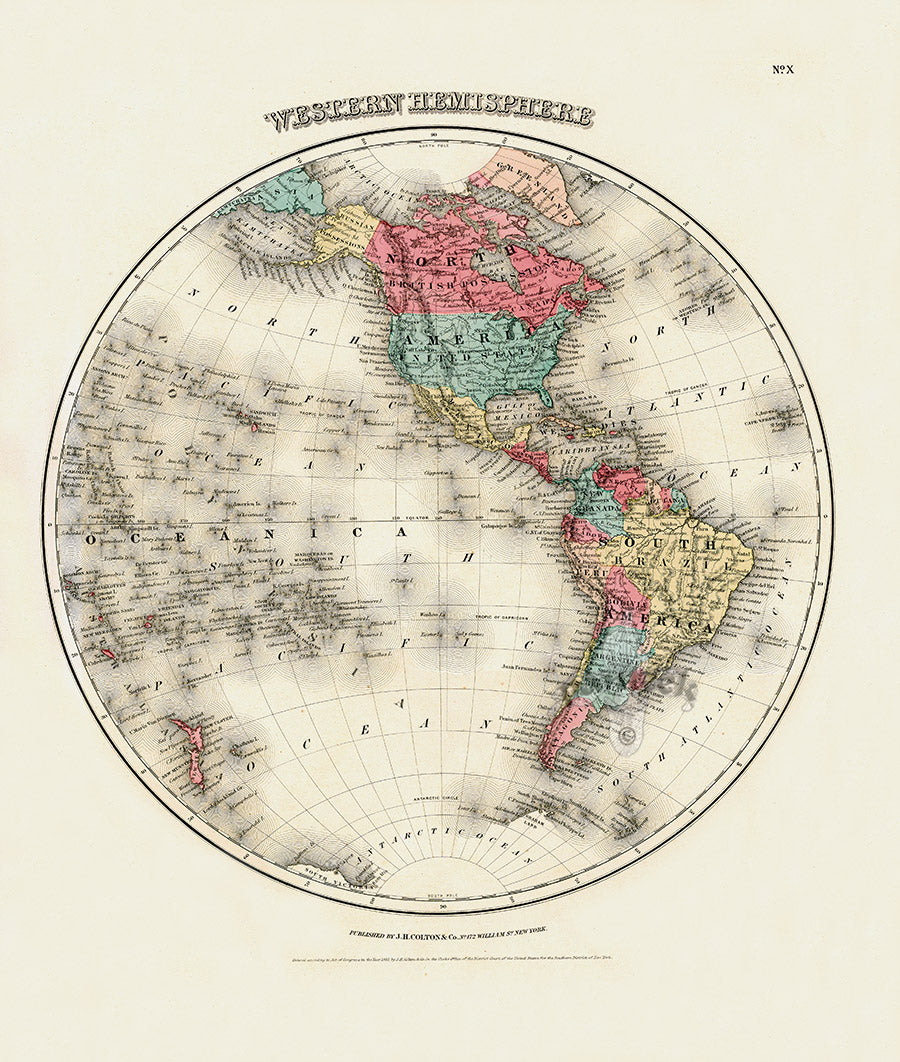 Antique Map Prints Colton Atlas Eastern Hemisphere