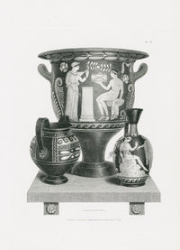 Henry Moses Print Etruscan 3 Vases on Plinth - Panteek Antique Prints
