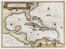 Antique Map Willem Janzoon Blaeu, Insulæa Americanæ c1740 LARGE