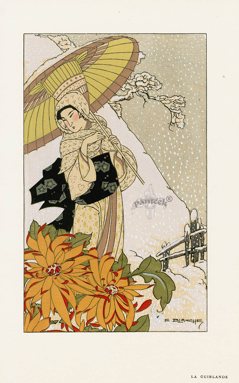 LA GUIRLANDE、L、海外版超希少、RARE BOOKS、希少画集画 La Guirlande 1919 Art Deco Pochoir Umberto Brunelleschi
