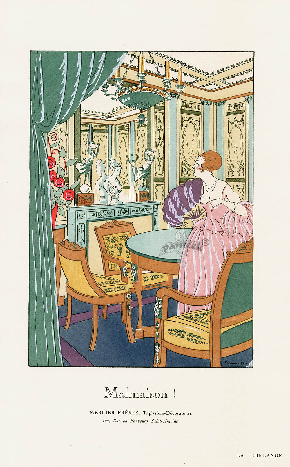 La Guirlande 1919 Art Deco Pochoir Umberto Brunelleschi