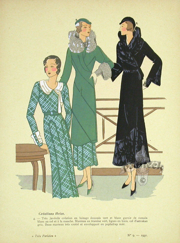 1920 Tres Parisien French Fashion Magazine Pochoir Creations Heim