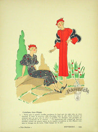 1920 Tres Parisien French Fashion Magazine Pochoir Creations Jane Regny - Panteek Antique Prints
