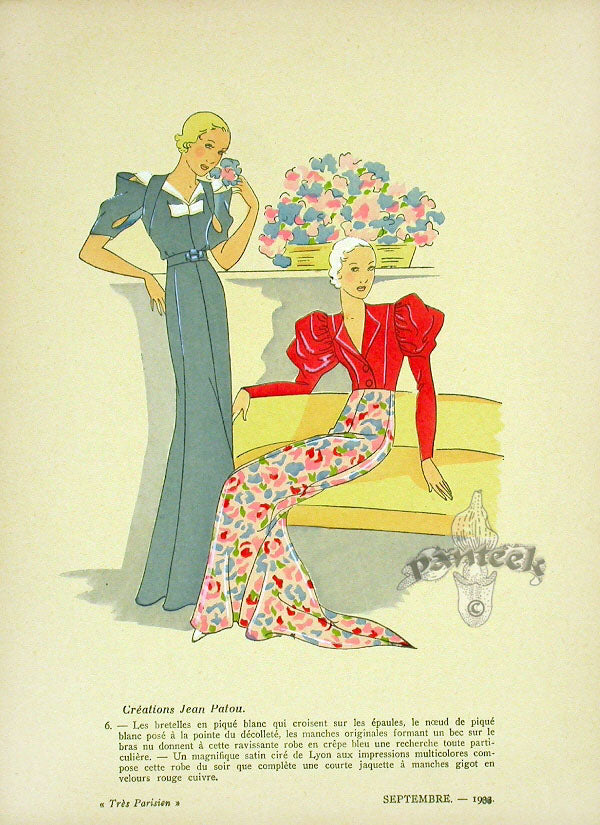 1920 Tres Parisien French Fashion Magazine Pochoir Creations Jean Patou
