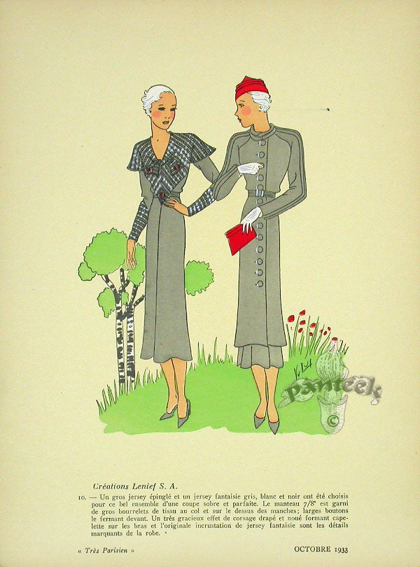 1920 Tres Parisien French Fashion Magazine Pochoir Creations Lenief S. A.