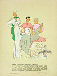 1920 Tres Parisien French Fashion Magazine Pochoir Creations Silk Dresses - Panteek Antique Prints