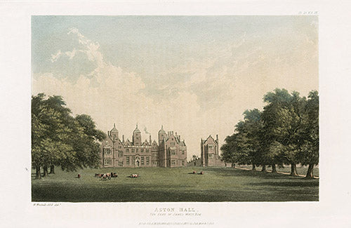 Ackermann Architecture Original Aquatint Aston Hall, Watt Esq