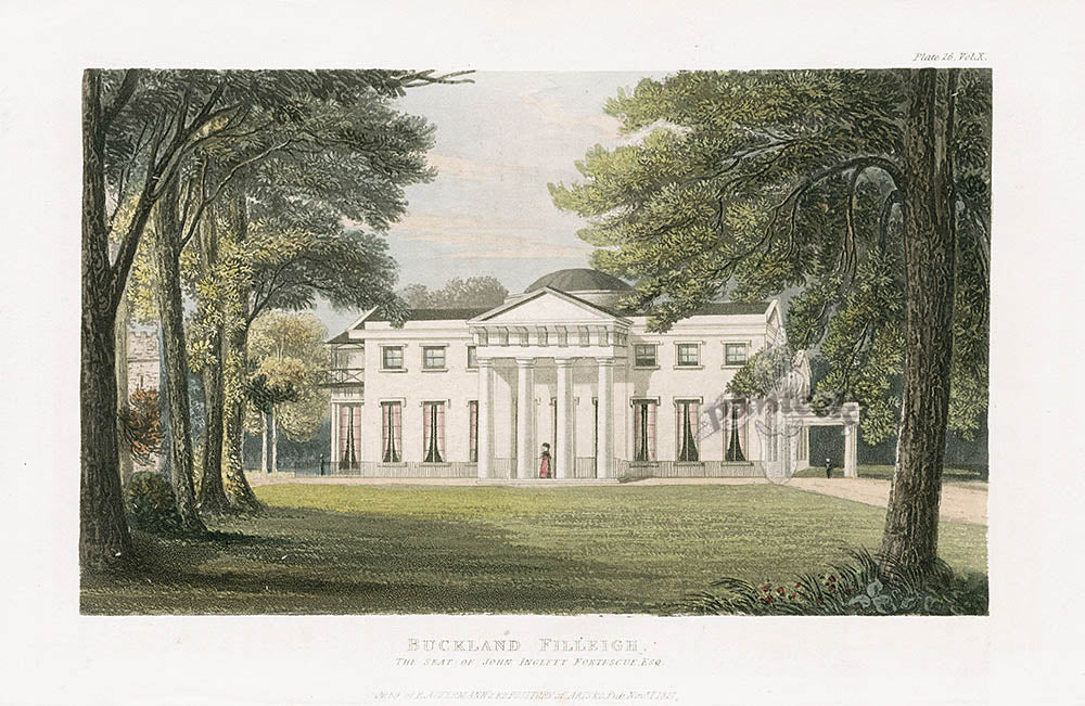Ackermann Architecture Original Aquatint Buckland Filleigh, Fortescue