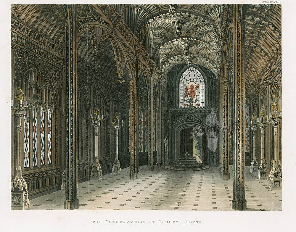 Ackermann Architecture Original Aquatint Conservatory, Carlton House