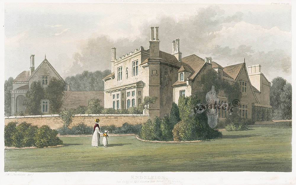 Ackermann Architecture Original Aquatint Endsleigh, Duke Bedford