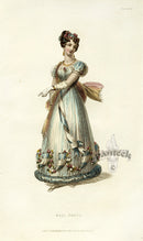 Ackermann's Repository Fashion Prints 1825 Blue Ball Dress - Panteek Antique Prints