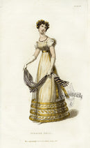 Ackermann's Repository Fashion Prints 1825 Gold Evening Dress - Panteek Antique Prints
