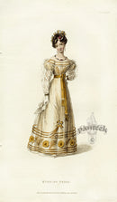 Ackermann's Repository Fashion Prints 1825 Gold Flowers Evening Dress - Panteek Antique Prints