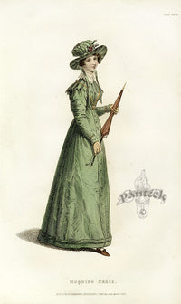 Ackermann's Repository Fashion Prints 1825 Green Morning Dress - Panteek Antique Prints