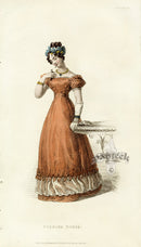 Ackermann's Repository Fashion Prints 1825 Orange Evening Dress - Panteek Antique Prints