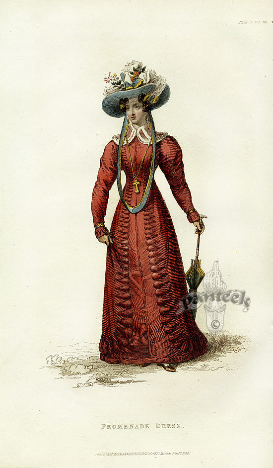Ackermann's Repository Fashion Prints 1825 Promenade Dress