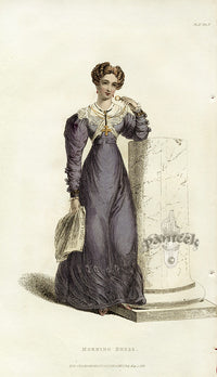 Ackermann's Repository Fashion Prints 1825 Purple Morning Dress - Panteek Antique Prints