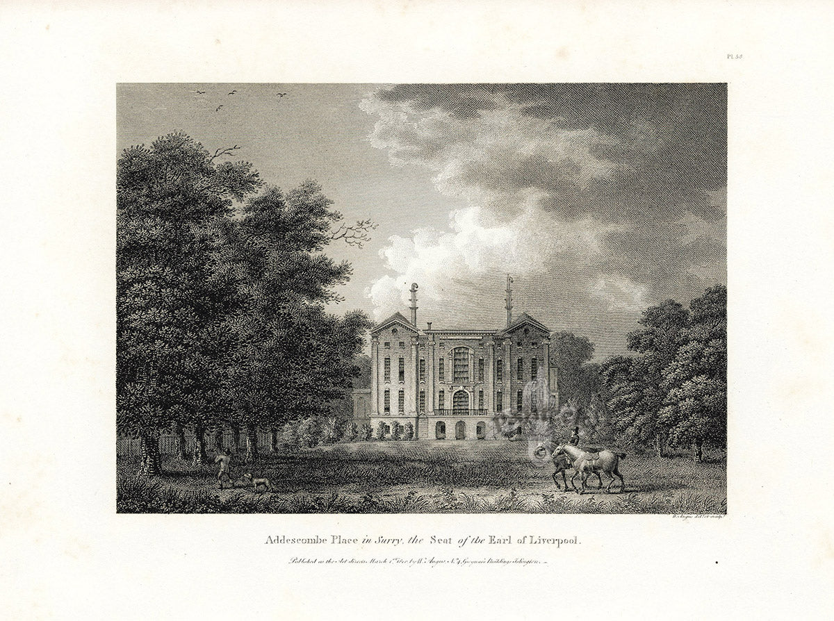Angus English Stately Homes Original Print Addescombe Place, Surry