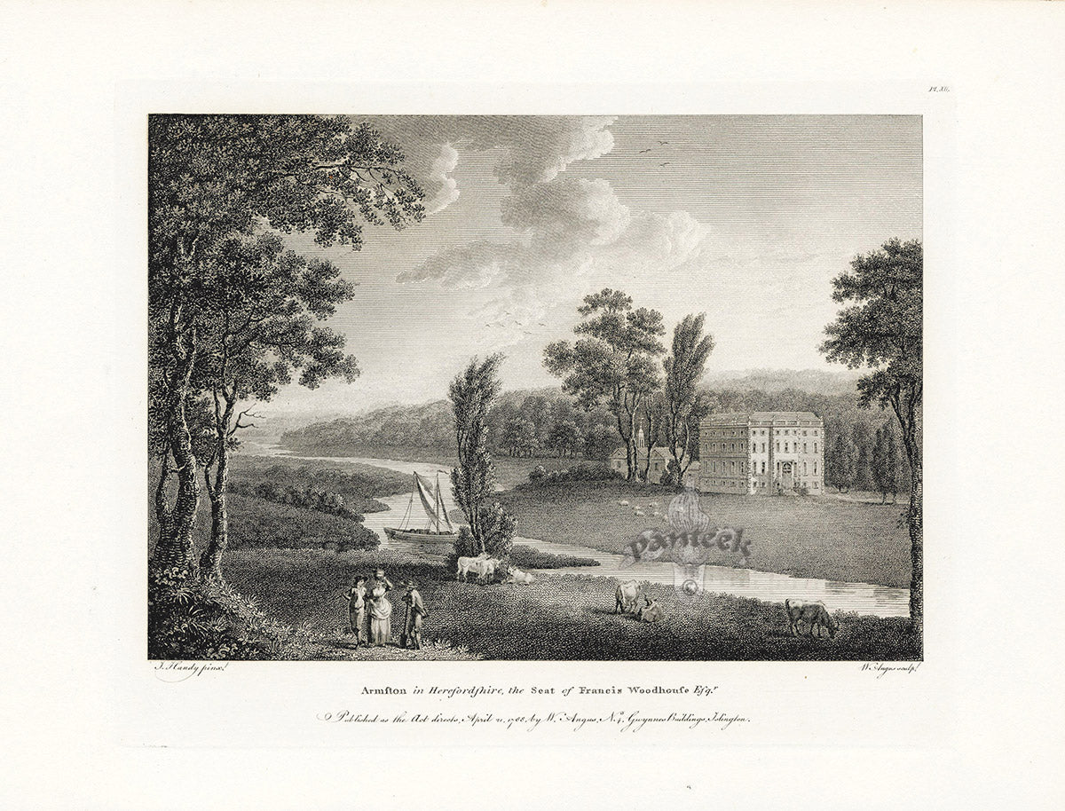 Angus English Stately Homes Original Print Armston, Herefordshire