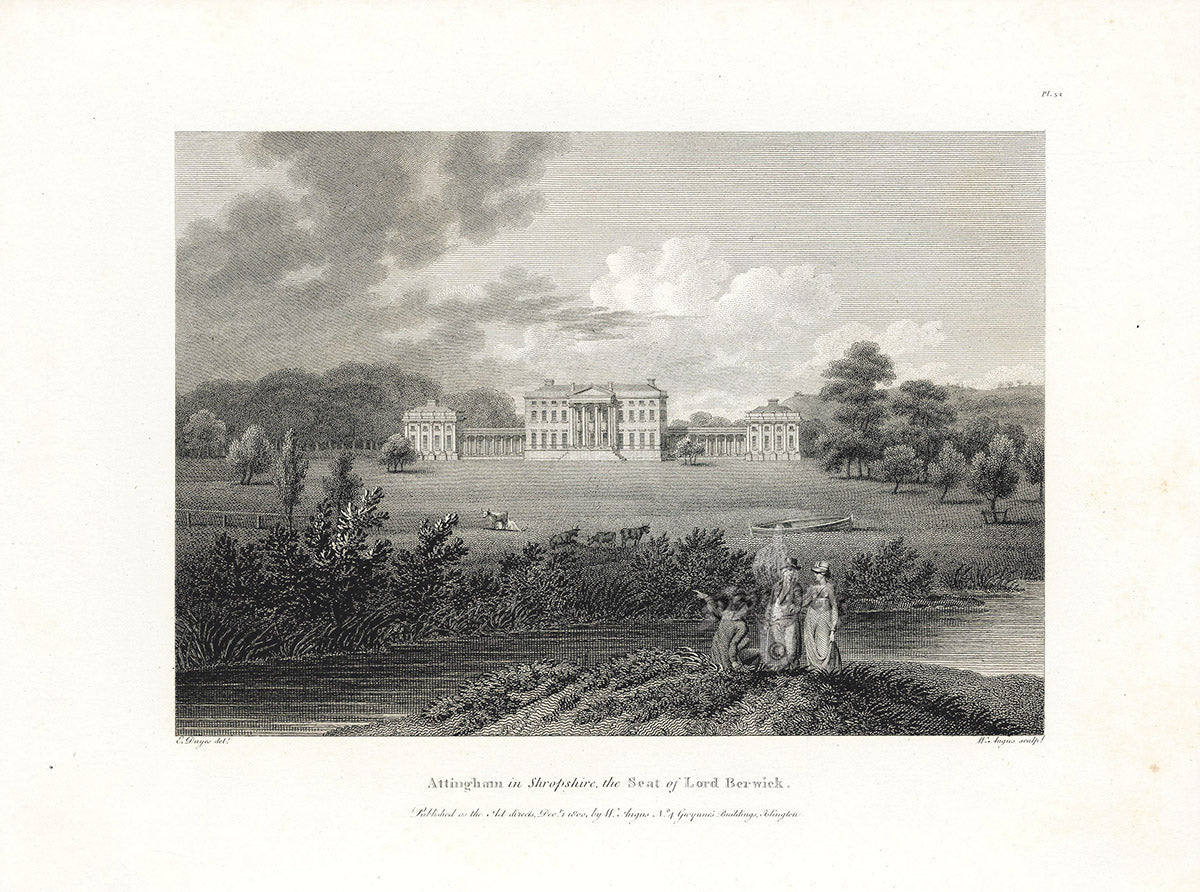 Angus English Stately Homes Original Print Attingham, Shropshire