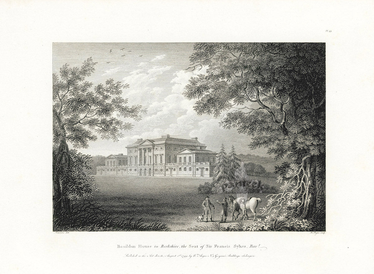 Angus English Stately Homes Original Print Basildon House, Berks.