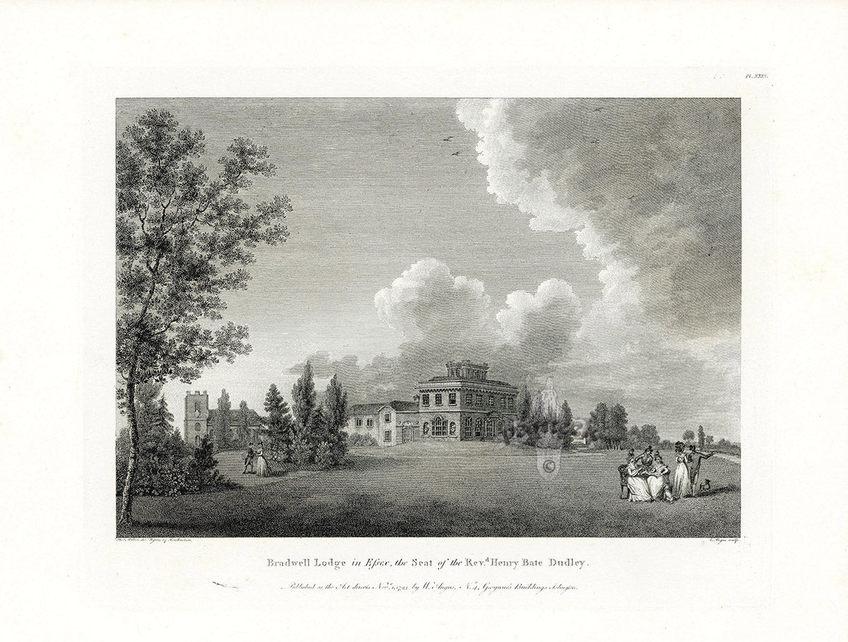 Angus English Stately Homes Original Print Bradwell Lodge, Essex