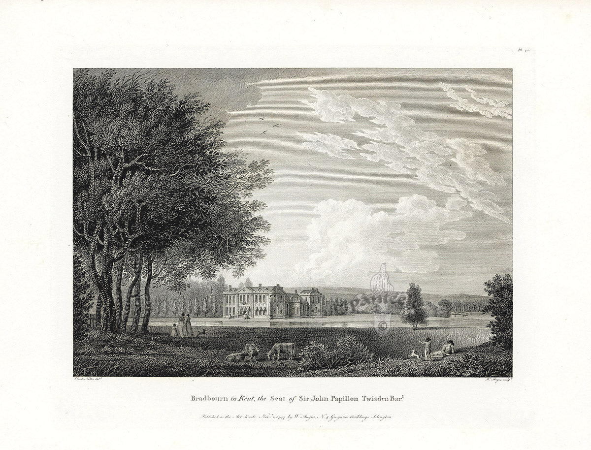Angus English Stately Homes Original Print Brandbourn, Kent