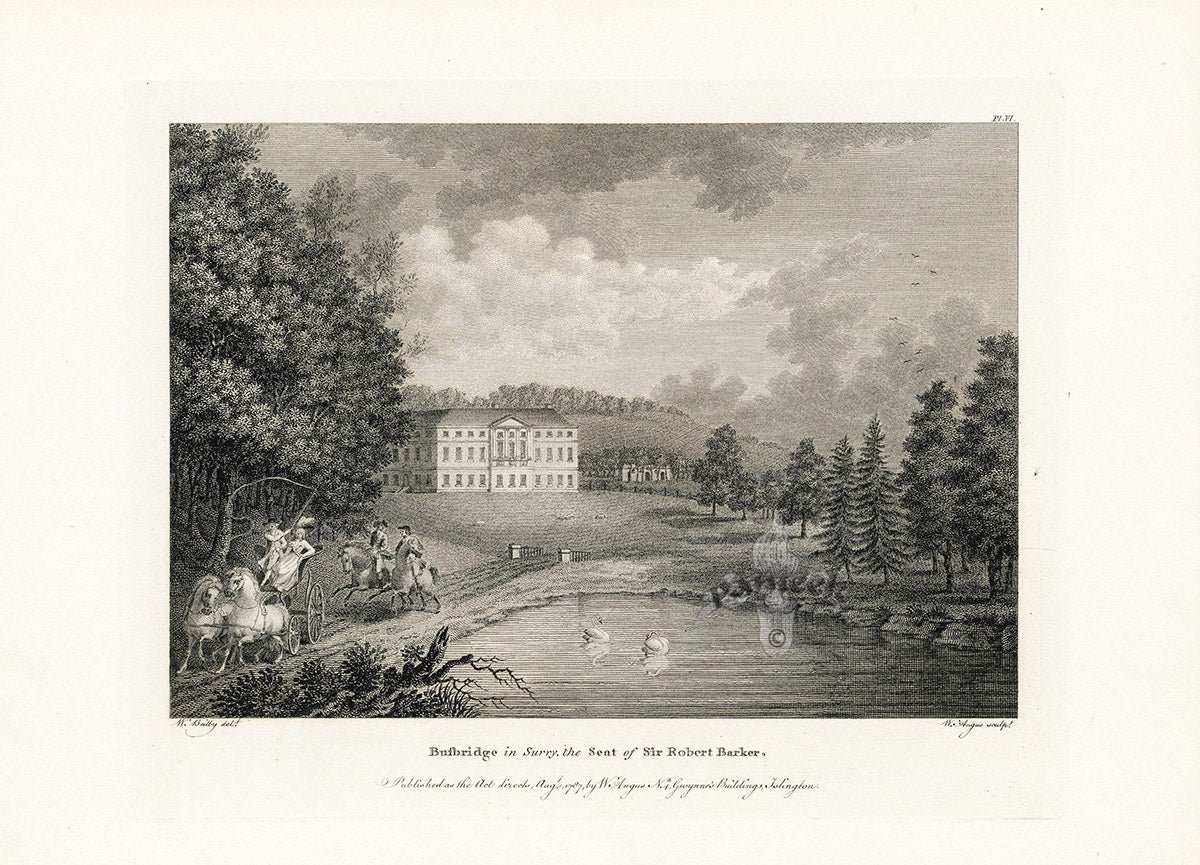Angus English Stately Homes Original Print Twickenham Park House Middx