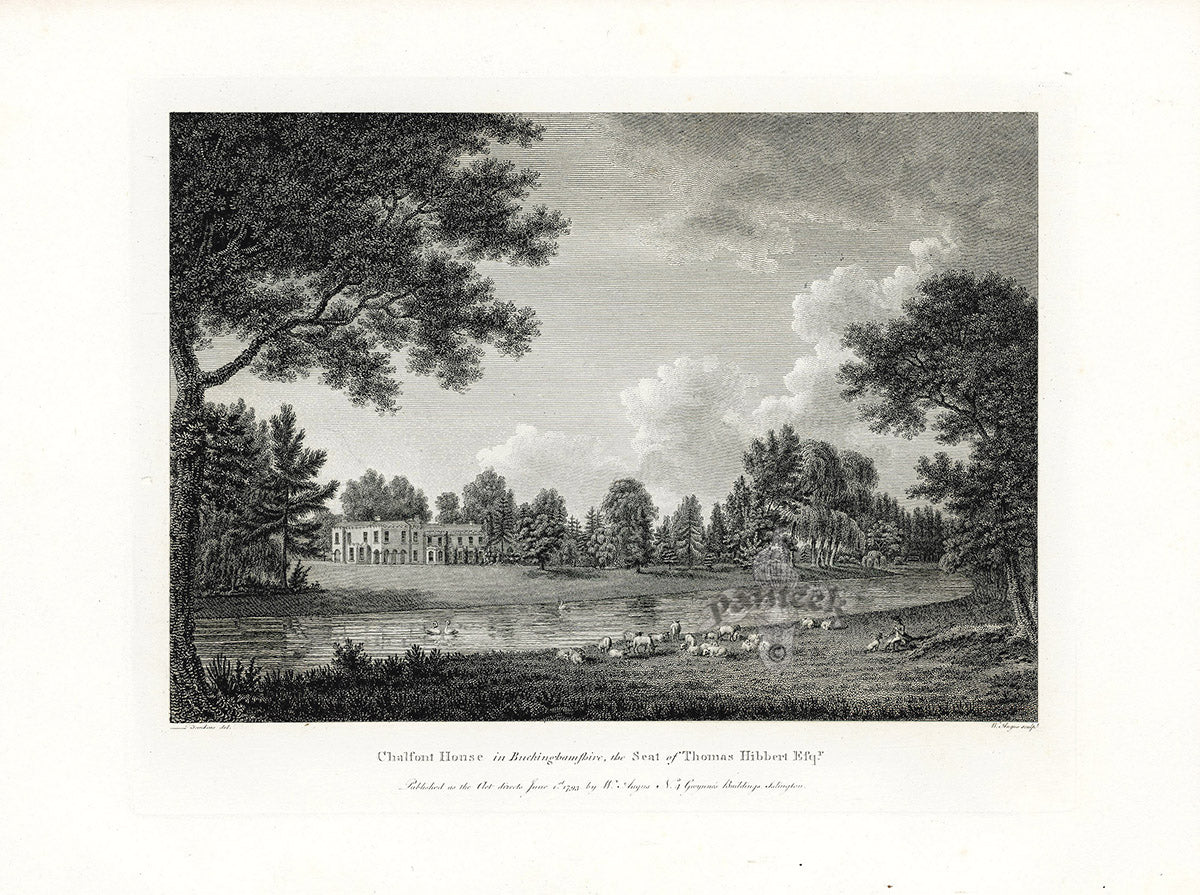 Angus English Stately Homes Original Print Chalfont House, Bucks.