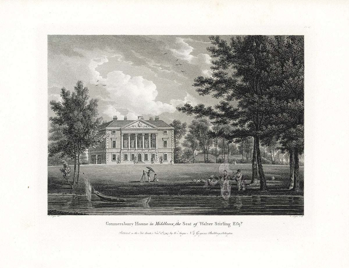 Angus English Stately Homes Original Print Gunnersbury House, Middx