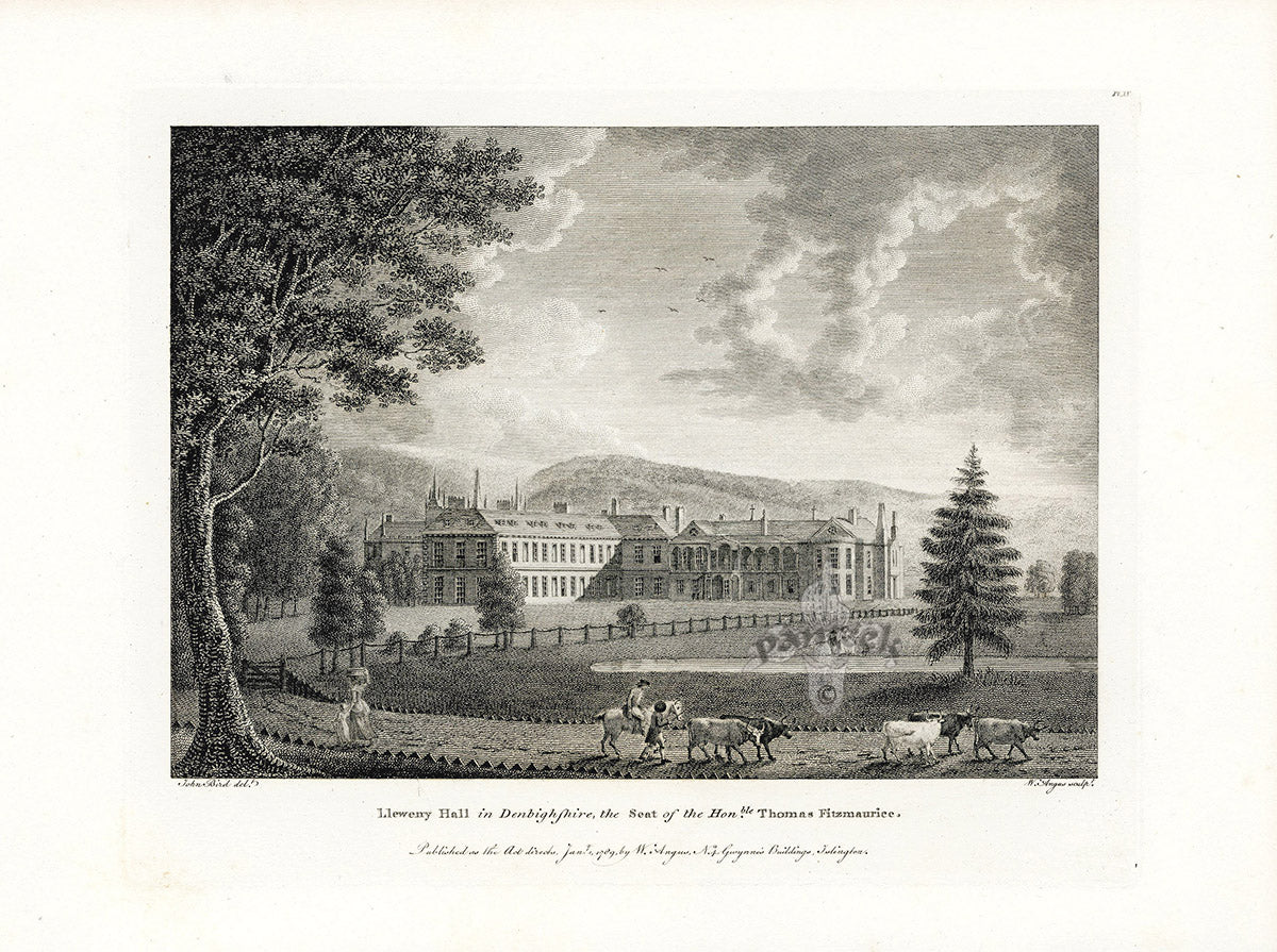 Angus English Stately Homes Original Print Lleweny Hall, Denbighshire
