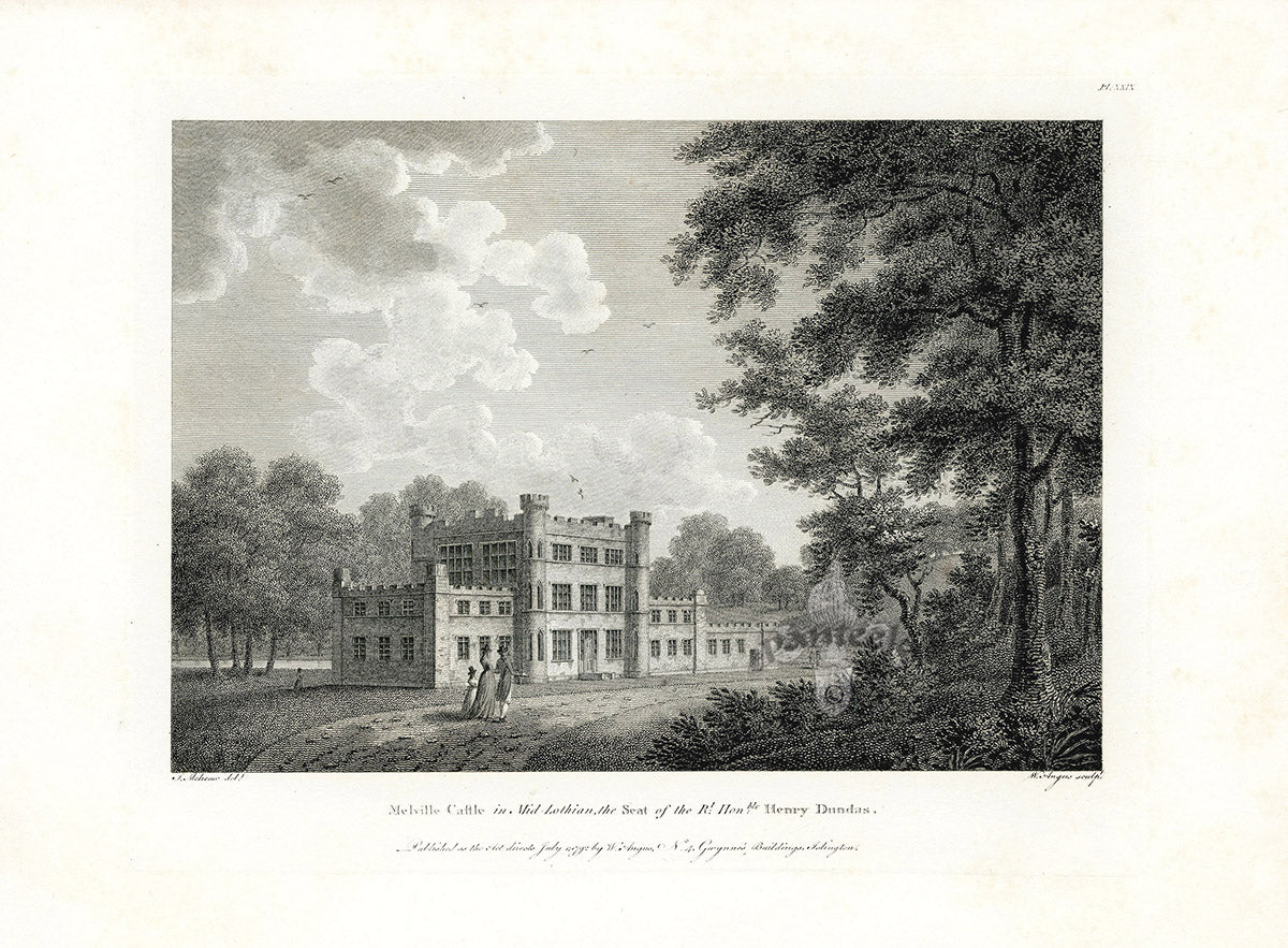 Angus English Stately Homes Original Print Melville Castle, MidLothian