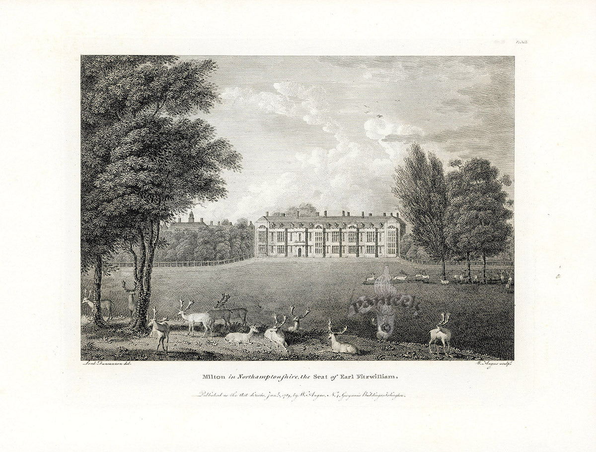Angus English Stately Homes Original Print Milton, Northants.