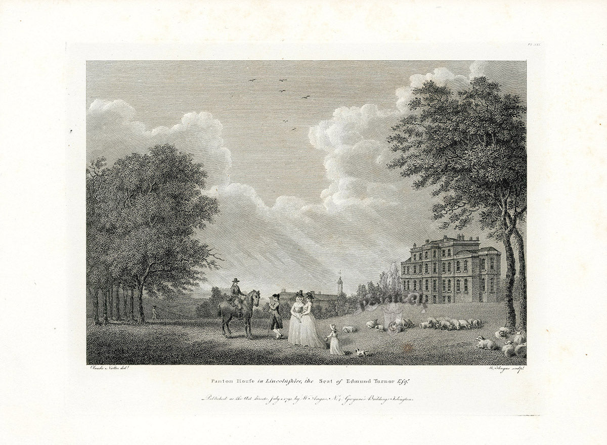 Angus English Stately Homes Original Print Panton House, Lincs.