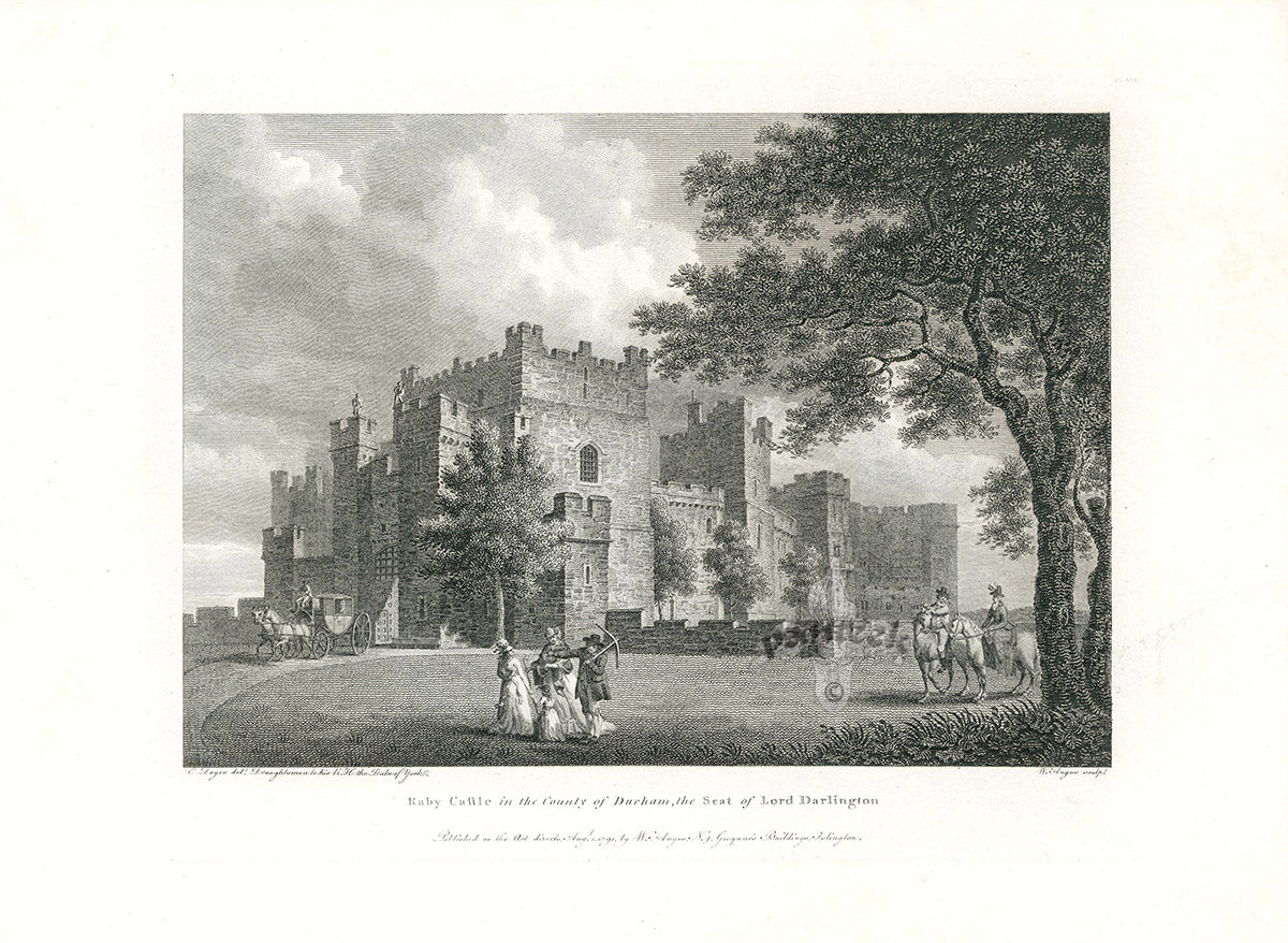 Angus English Stately Homes Original Print Raby Castle, Durham