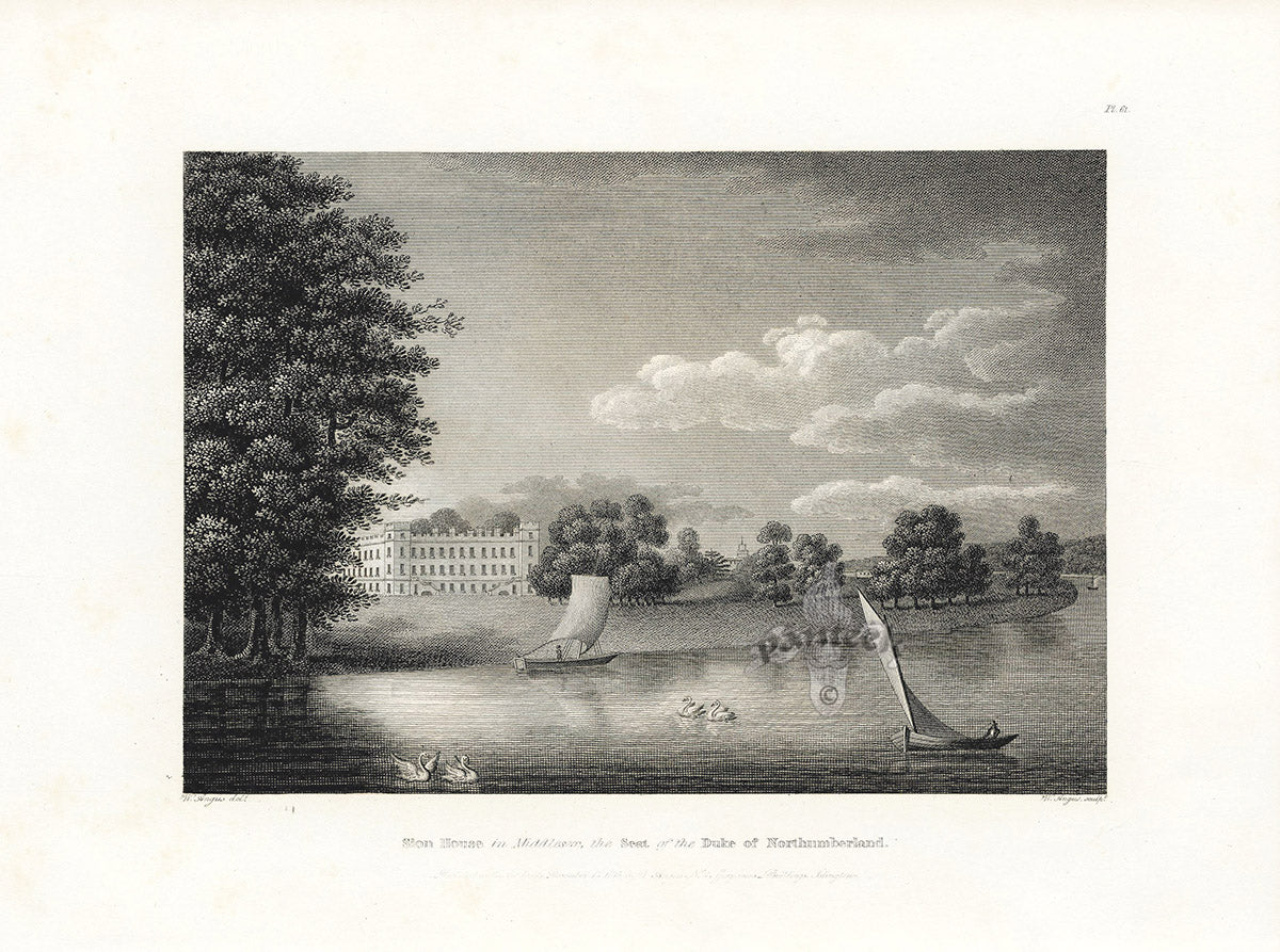 Angus English Stately Homes Original Print Sion House, Middlesex