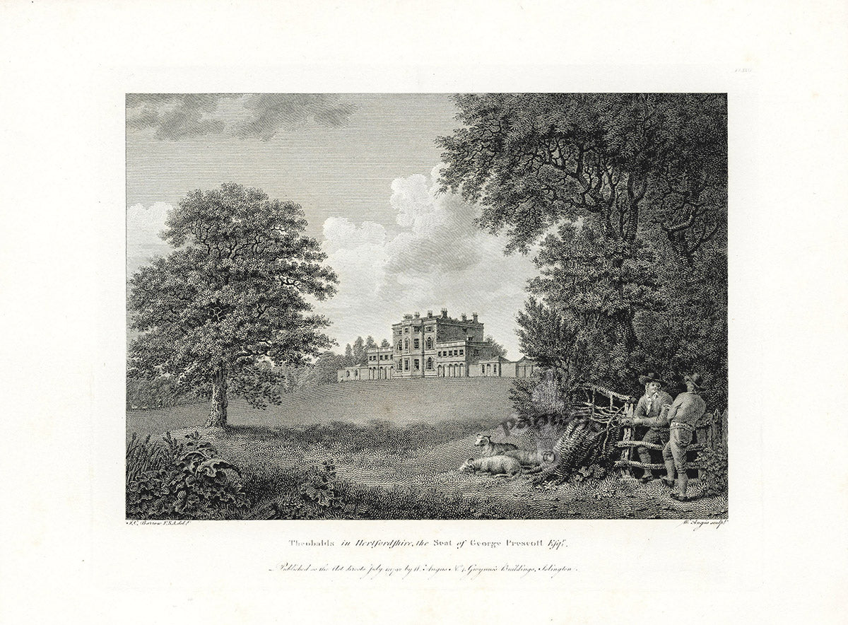 Angus English Stately Homes Original Print Theobalds, Herts.